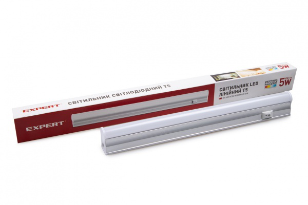 Cвітильник LED лінійний EXPERT T5 5Вт 4000К з вимикачем + кабелем